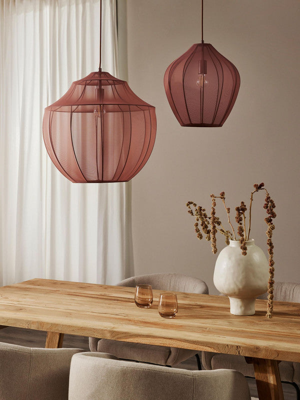 15.75 Inch Tulle Oval Pendant Light - Red