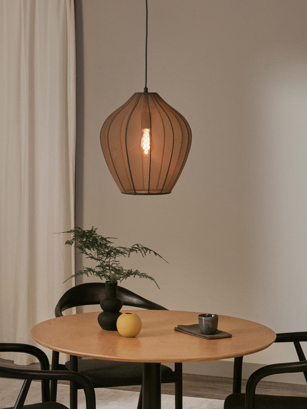 15.75 Inch Tulle Oval Pendant Light - Gray