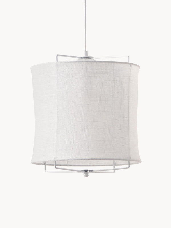 11.81 Inch Linen Pendant Light - White