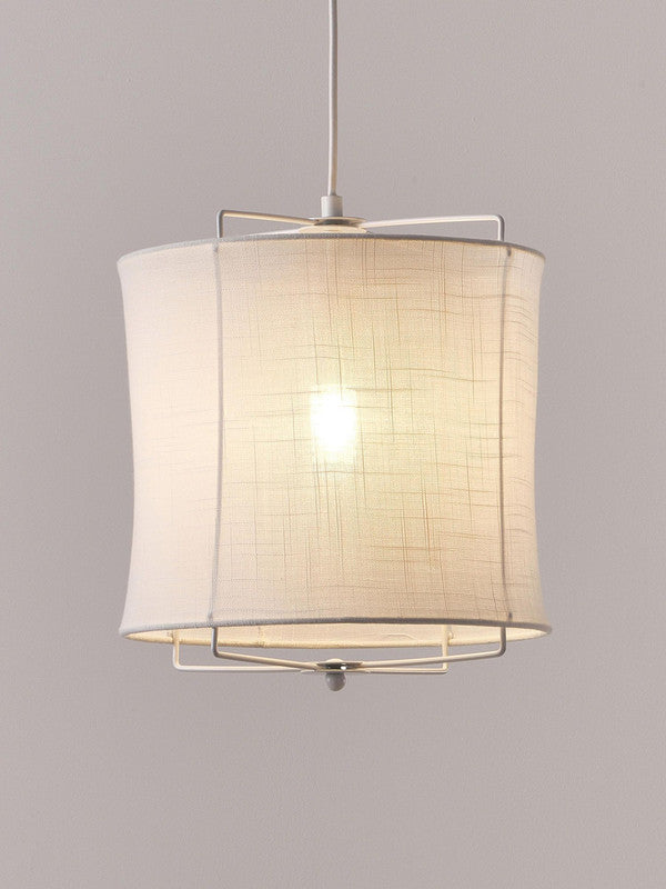 11.81 Inch Linen Pendant Light - White