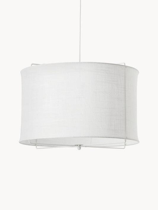 19.69 Inch Linen Pendant Light - White