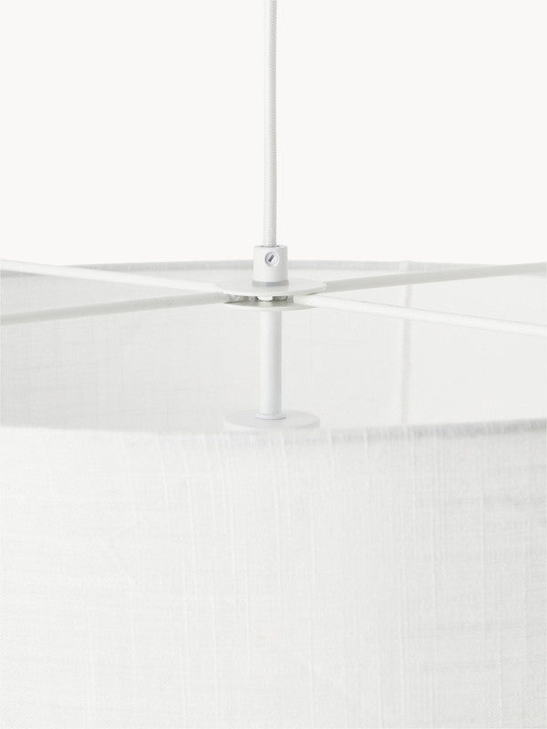 19.69 Inch Linen Pendant Light - White